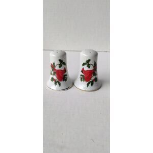Vtg Christmas Cardinals By Lefton Salt & Pepper Shakers Holly Berries Japan